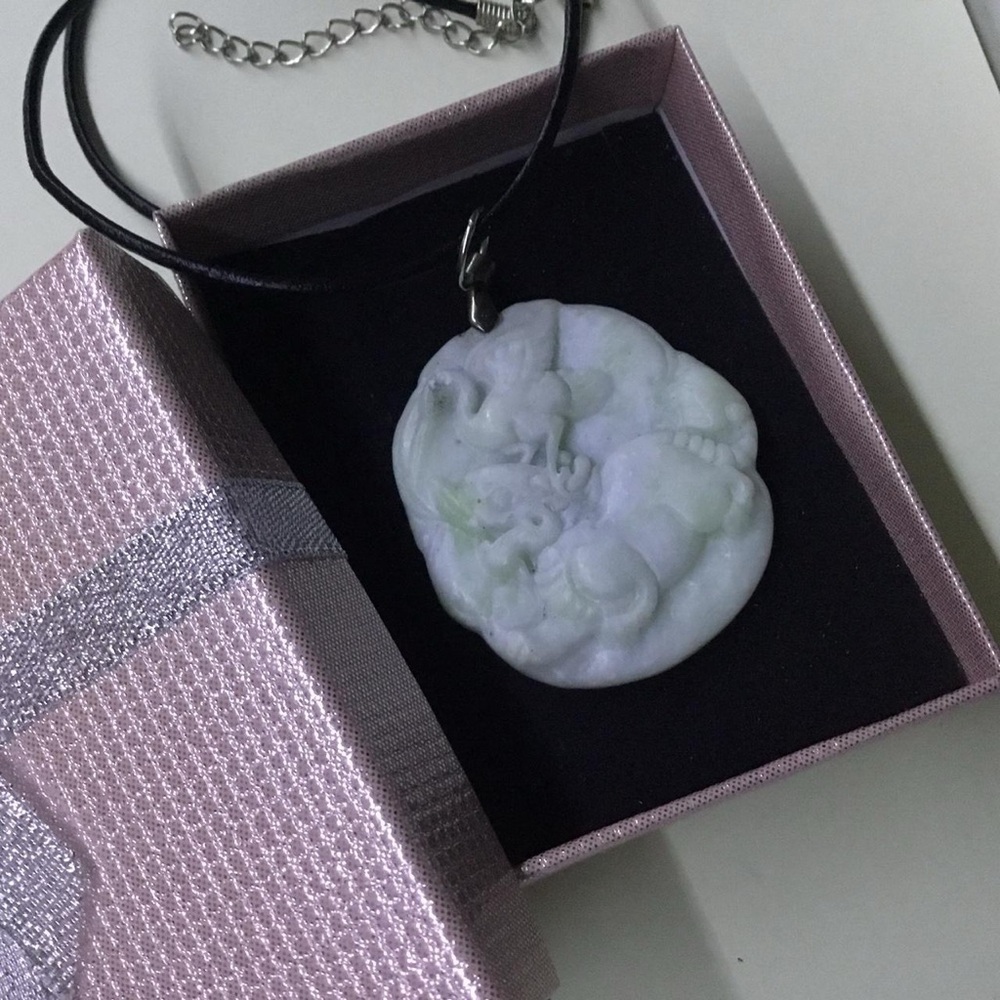 Exquisite Jade Pendant Necklace on Black Cord
